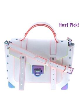 MICHAEL KORS ~ Small White Crossbody Satchel w/Multicolor Accents Monochromatic